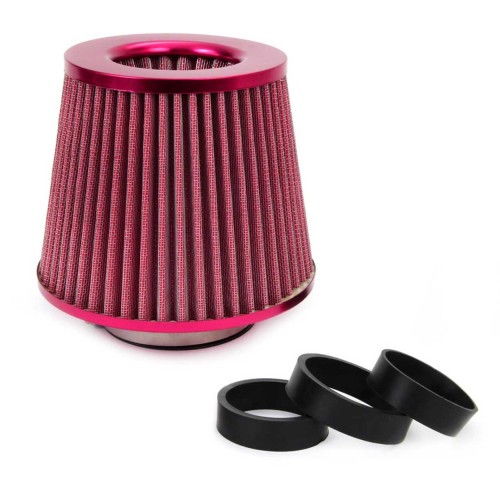 Car Air Conical Filter red, universal, 3 mouting adapters AMIO-01042