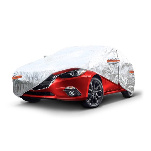 ALUMINIUM CAR COVER with ZIP, REFLECTIVE, 120g + cotton,Silver,  size: L