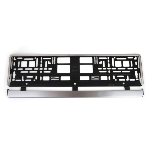 License Plate Frame - silver brush