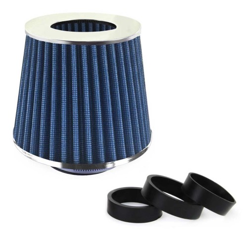 Car Air Conical Filter blue, universal, 3 mouting adapters AMIO-02458