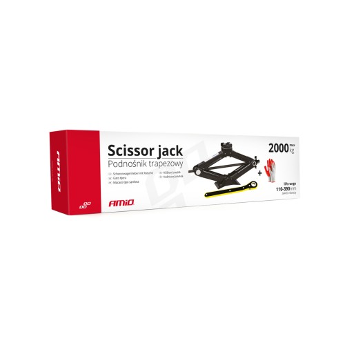 Scissor Jack with hand crank 2T and free gloves AMIO-02479