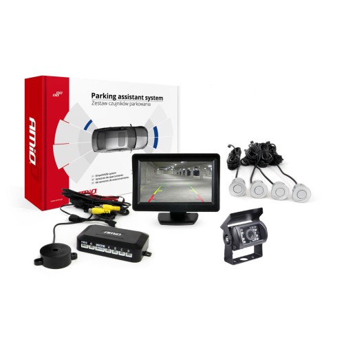 Parking assistant system TFT01 4,3" with HD-501-IR 4 sensors silver