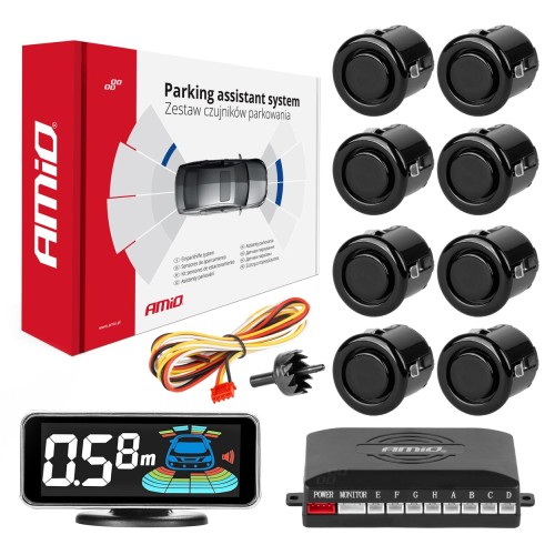Parking assistant system LED-GRAF 3D 8 sensor black "GOLD" 18mm