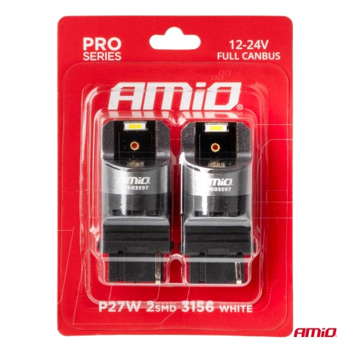 LED CANBUS PRO series 3156 P27W 2x1860SMD White 12/24V FULL CANBUSAMIO-03597