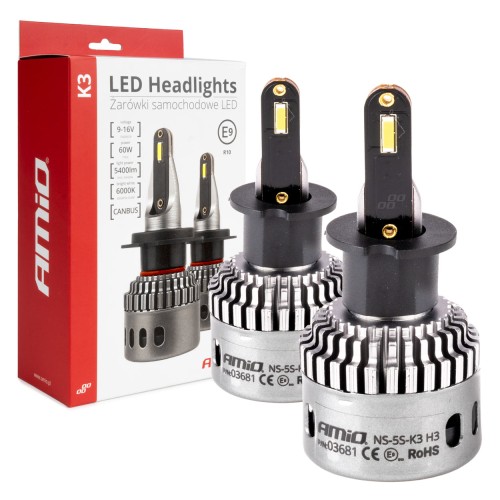 LED Headlights K3 Series H3 12V 6000K canbus AMIO-03681
