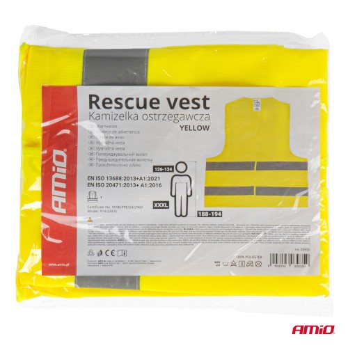 Safety vest XXXL yellow with certificate AMIO-03935