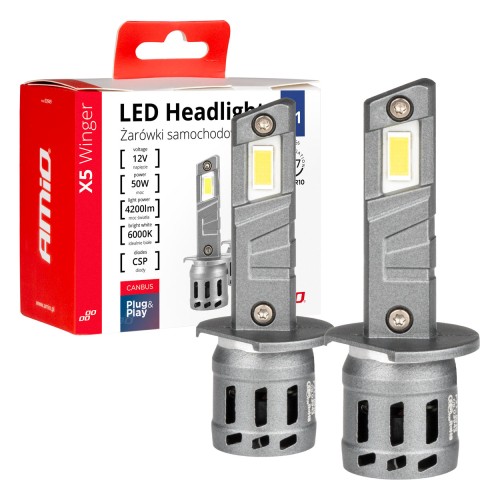 LED Headlights X5-series WINGER H1 6000K max 30W AMIO-03943