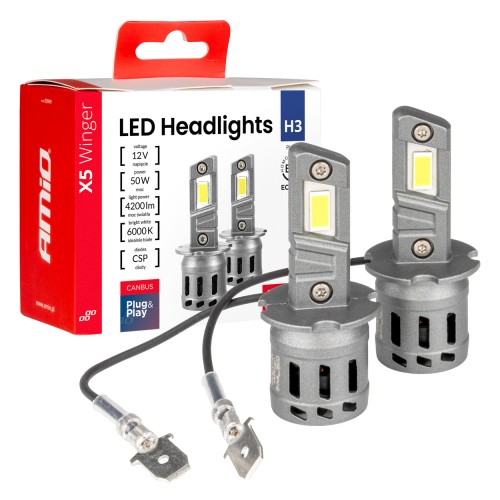 LED Headlights X5-series WINGER H3 6000K max 30W AMIO-03944