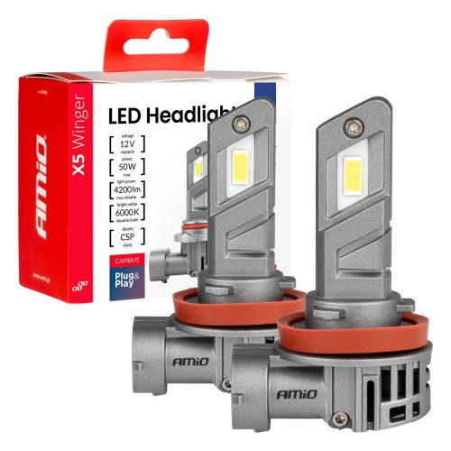 LED Headlights X5-series WINGER H8 H9 H11 6000K max 50W AMIO-03947