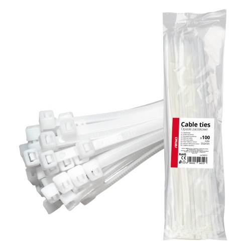 White cable ties 4.8?350mm 100 pcs. AMIO-04312
