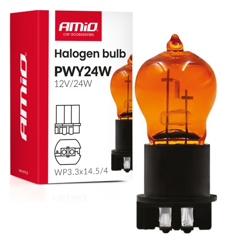 Halogen Bulb PWY24W WP3.3x14.5-4 Amber 12V 24W AMIO-04410