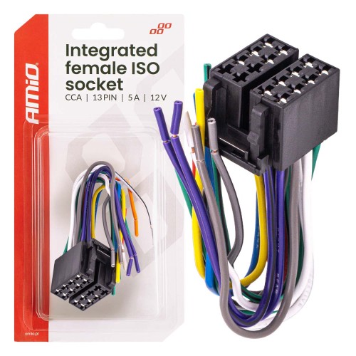 Integrated female ISO socket ISO CCA 13PIN 5A 12V AMIO-04441