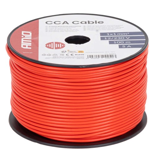 CCA Cable 1x1mm2 100m 5A 12/230V AMIO-04451