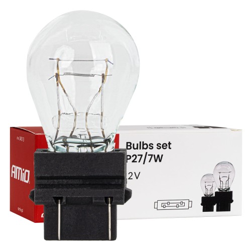 Halogen bulb P27/7W 12V 27/7W W2.5X16q 10 pcs. AMIO-04513