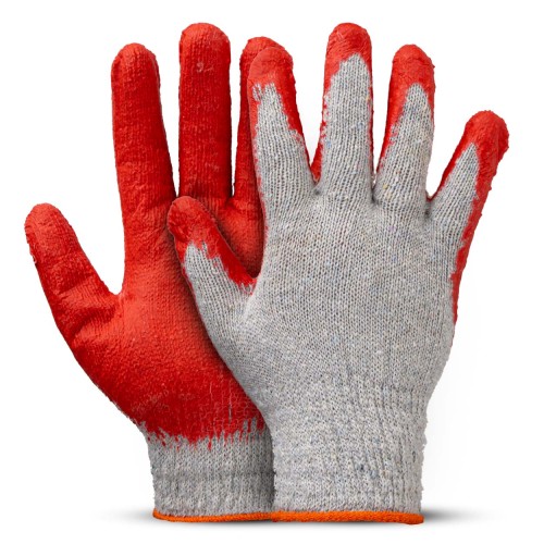 Polycotton latex coated gloves 10 pcs Size 9 AMIO-04630