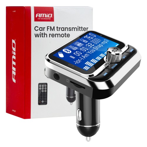 Car FM transmitterwith remote 2?USB-A 12V 24VAMIO-04657