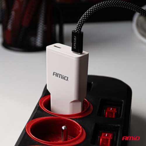 Wall charger 230V 30W GaN 2xUSB-C AMIO-04839