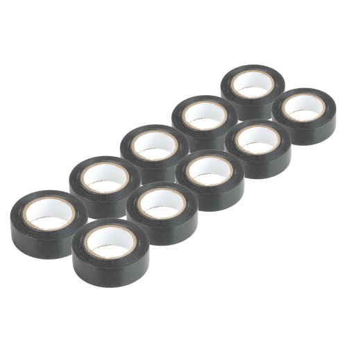 Black PVC electrical tapes set 10 pcs 19mm x 20m  x 0.13mm AMIO-04844