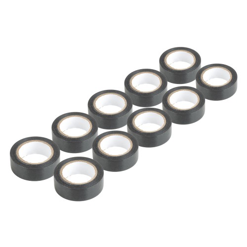 Black PVC electrical tapes set 10 pcs 19mm x 10m x 0.13mm AMIO-04845