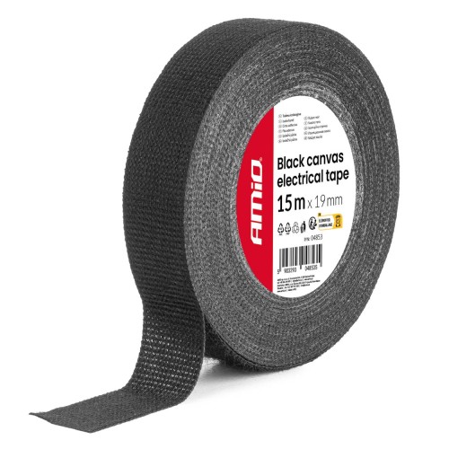 Black canvas electrical tape 19mm x 15m x 0.4mm AMIO-04853