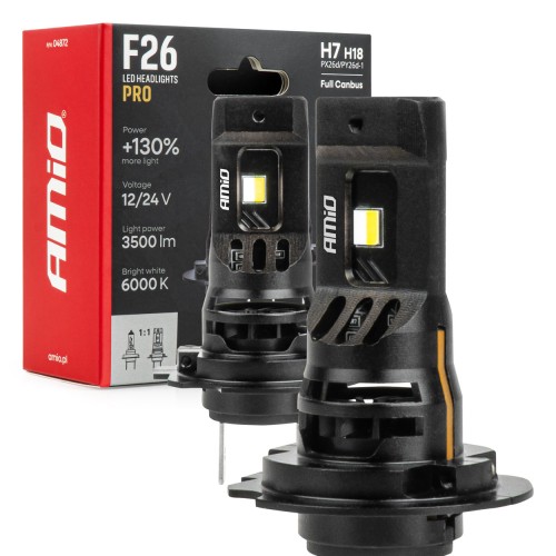 LED Headlights Serie F26 PRO LumiTec LIMITED +130% DUO FULL CANBUS H7 H18 12V 24V AMIO-04872