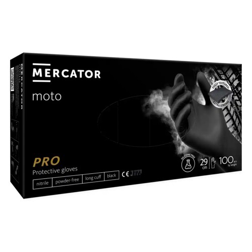 Nitrile gloves MERCATOR MOTO black size M, 100 pcs