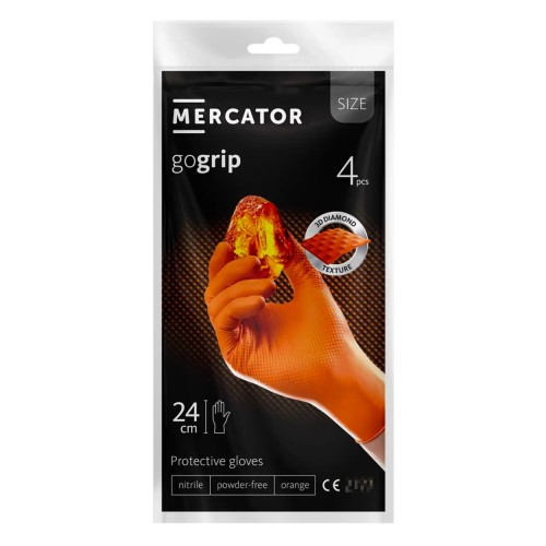 Mercator GoGrip orange nitrile gloves 4 pcs size L