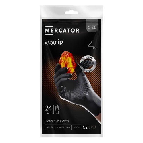 Mercator GoGrip BLACK nitrile gloves 4 pcs size M
