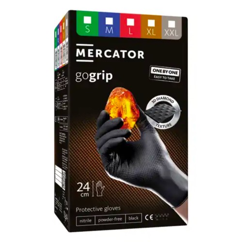Mercator GoGrip ONE-BY-ONE Black nitrile gloves 100pcs size XXL
