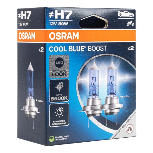 Halogen Bulb Osram H7 12V 80W PX26d Cool Blue Boost 5500K /2pcs NEW MODEL