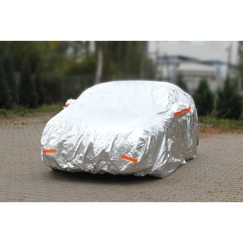 ALUMINIUM CAR COVER with ZIP, REFLECTIVE, 120g + cotton,Silver,  size: M
