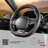 Perforated Stitching steering wheel cover black with red thread 38-39 cm